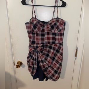 Vintage Grunge Red Plaid Mini Dress - Trendy Threads, Retro Chic